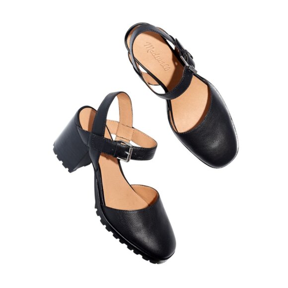 Madewell Shoes - Madewell Claudie Heeled Lugsole Mary Jane Black Leather Slingback 7.5